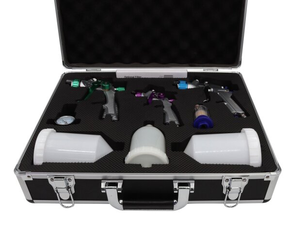 3 St.Spritzpistolle+Zubehör-Set Koffer